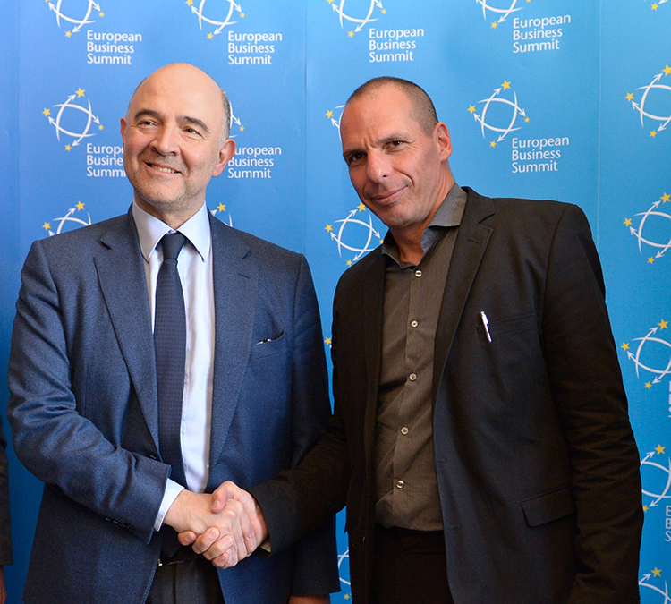 EBS Speakers Moscovici and Varoufakis 