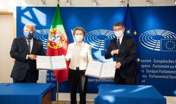 Ursula von der Leyen , António Costa , David Maria Sassoli - European Union, 2021 - Source: EC - Audiovisual Service -Photographer: Jennifer Jacquemart